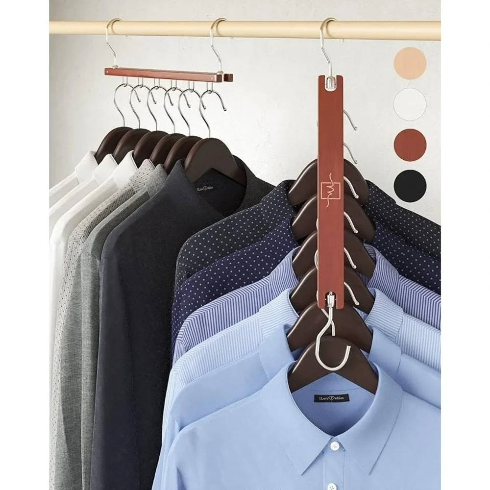 Space Saving Hangers Mahogany For Closet Organizer 4 Pack Shirt